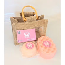 Load image into Gallery viewer, Jute bag with exfoliating soap sponge